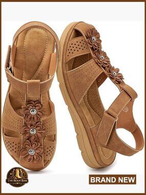 Dressy Ankle Strap Closed Toe Flat Sandals Women Summer
